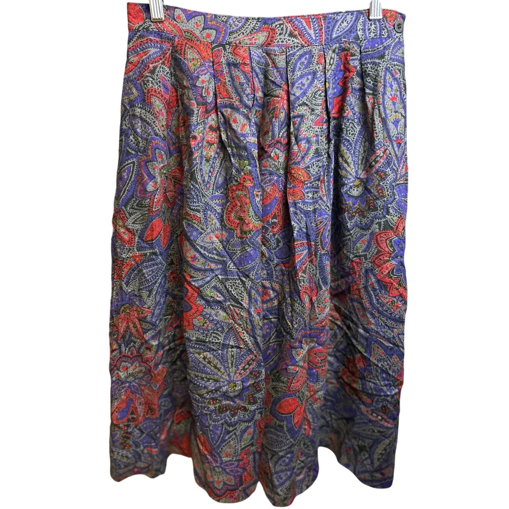 Howard Wolf Skirt Womens S Multi Paisley Vintage Pleated Midi Made in USA Boho
